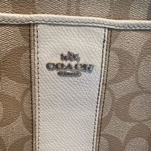 Coach Tan and Cream Signature Tote